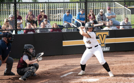Delaney Bell ready to take a shot at a single into left field against John Glenn