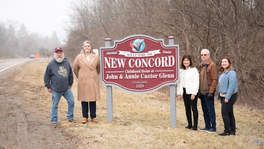 New welcome sign for the village of New Concord on SR 83, coming from I70.