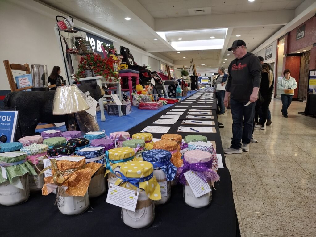 Chairs on display for the CHAIR-ity Auction silent auction held at the Colony Square Mall.