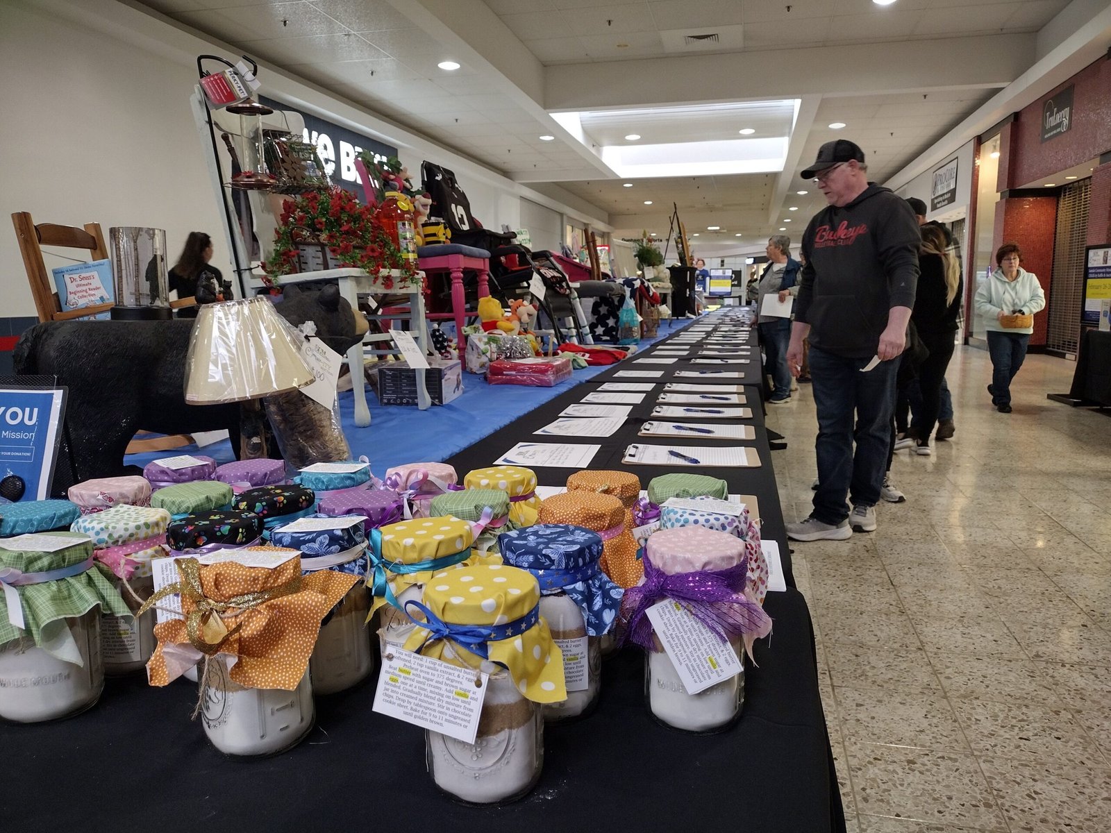 Chairs on display for the CHAIR-ity Auction silent auction held at the Colony Square Mall.