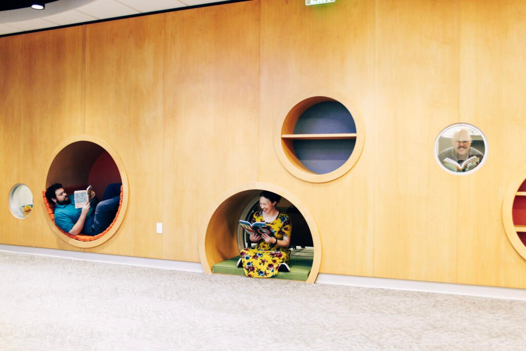 Childrens reading space in the newly remodeled John McIntire Library