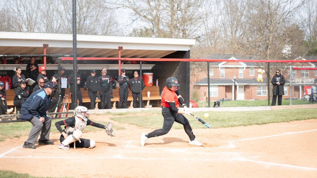 Fighting Muskies Bethany Rodman hits a fastball against Wittenberg