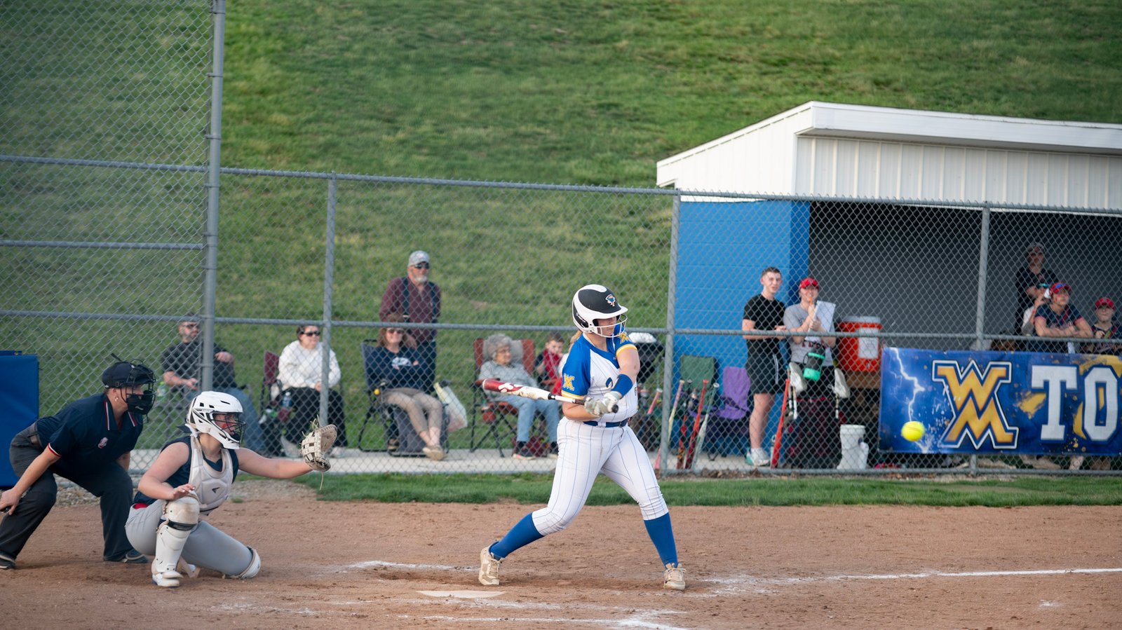 West M's Katelyn Stewart swung at a strike pitched by Morgan